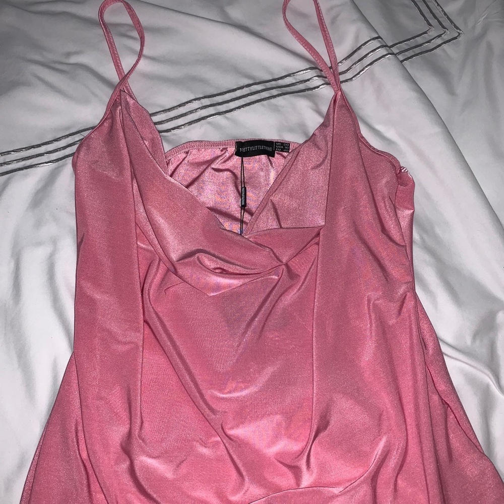 Plus Dusty Pink Slinky Cowl Neck Crop Top